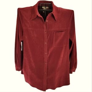 Notations Faux Suede Shirt Jacket Soft & Silky Side Notches Easy Care Like New